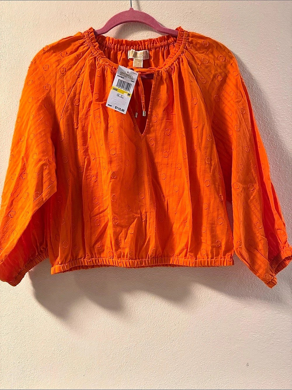 Michael Kors Eyelet Blouse in Orange Size Medium NWT
